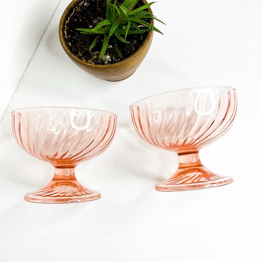 Pink Depression Glass Dessert Bowls Set of 2 | VINTAGE - Picture 5 of 6